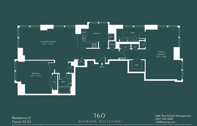 2 beds, 2 baths, 1,364 sqft, $8,800, Unit 28D
