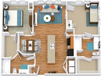 2 beds, 2 baths, 1,189 sqft, $1,489