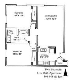 2 beds, 1 bath, 808 sqft, $1,494