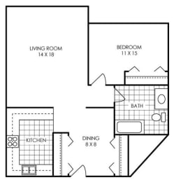 1 bed, 1 bath, 750 sqft, $1,268