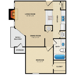 1 bed, 1 bath, 618 sqft, $1,279