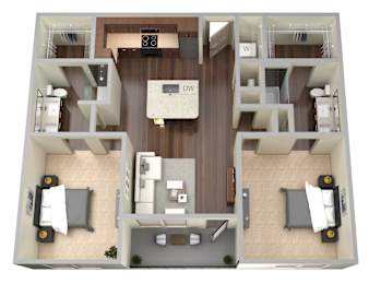 2 beds, 2 baths, 1,045 sqft, $1,995