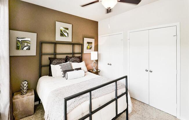 Spacious bedrooms and closets at Mission at La Villita Apartments in Irving, TX offers 1, 2 & 3 bedroom apartment homes with appliances.