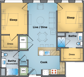 2 beds, 2 baths, 997 sqft, $2,448