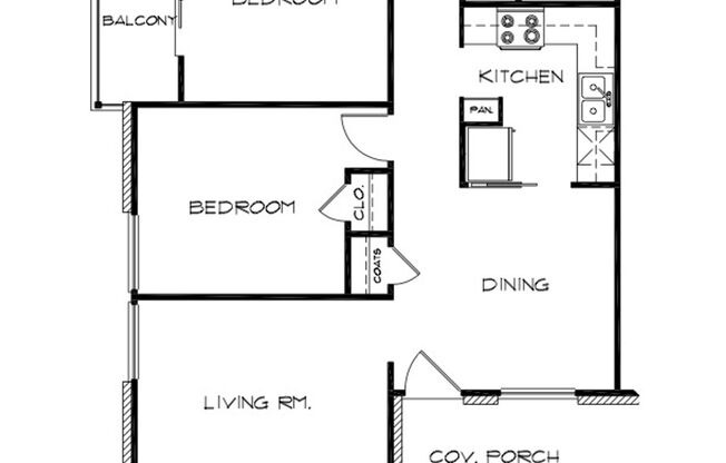 2 beds, 1 bath, 950 sqft, $1,050, Unit 307