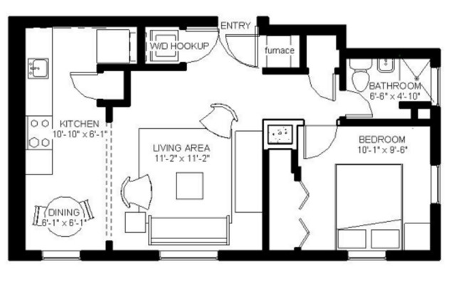 1 bed, 1 bath, 552 sqft, $1,250