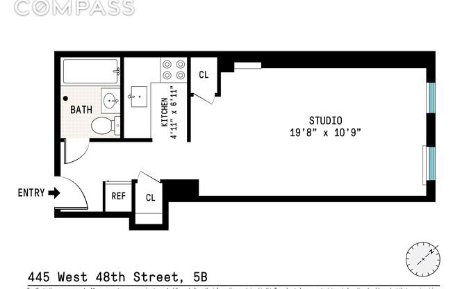 Studio, 1 bath, $2,350, Unit 5B