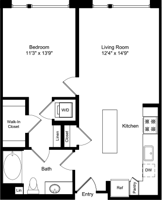 1 bed, 1 bath, 740 sqft, $2,905