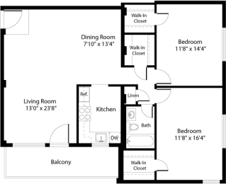 2 beds, 1 bath, 982 sqft, $2,089