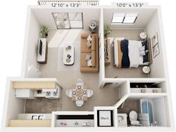 1 bed, 1 bath, 547 sqft, $870