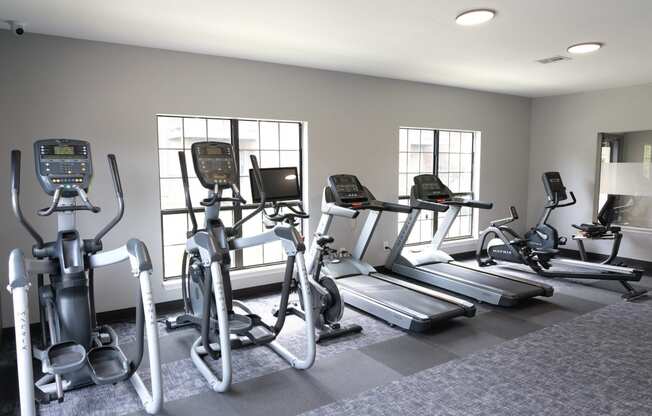 cardio machines in The Addison at Southfield's on-site fitness center