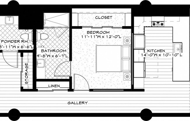 1 bed, 1.5 baths, 1,400 sqft, $2,144