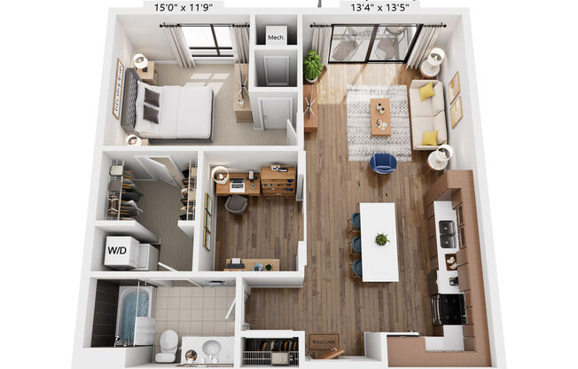 1 bed, 1 bath, 877 sqft, $2,201