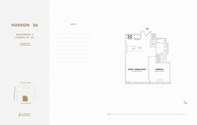 1 bed, 1 bath, $5,850, Unit 32C