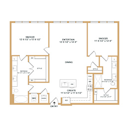 2 beds, 2 baths, 1,177 sqft, $2,126