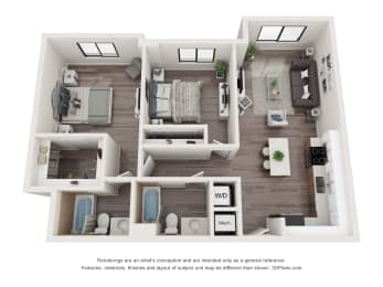 2 beds, 2 baths, 970 sqft, $2,618