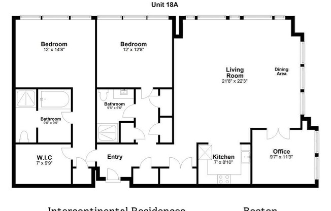 2 beds, 2 baths, 1,580 sqft, $9,500, Unit 18A