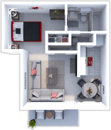 Studio, 1 bath, 425 sqft, $725