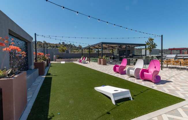 outdoor lounge area at Gravity, San Diego California