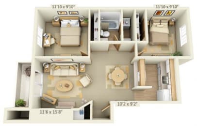 2 beds, 1 bath, 837 sqft, $2,150