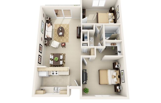 2 beds, 1 bath, 844 sqft, $2,075, Unit 416