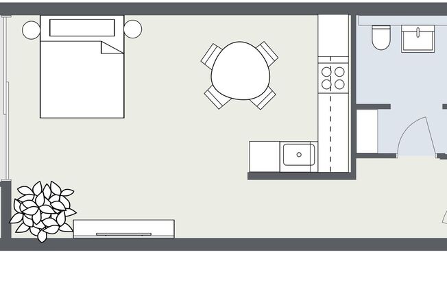 Studio, 1 bath, 473 sqft, $1,995, Unit 211