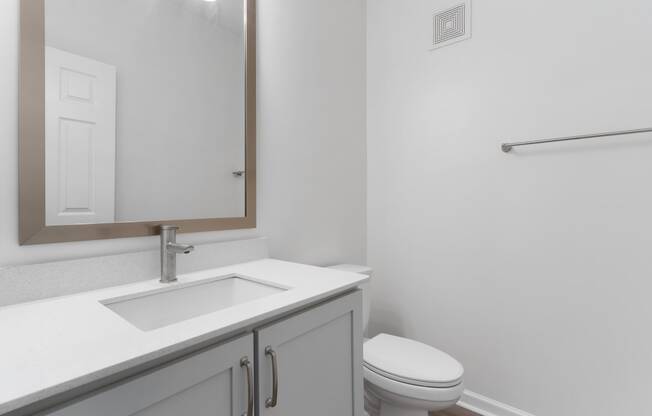 a bathroom with a sink and a toilet and a mirror