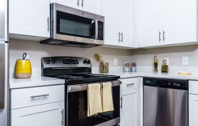 furnished kitchen with stainless steel appliances