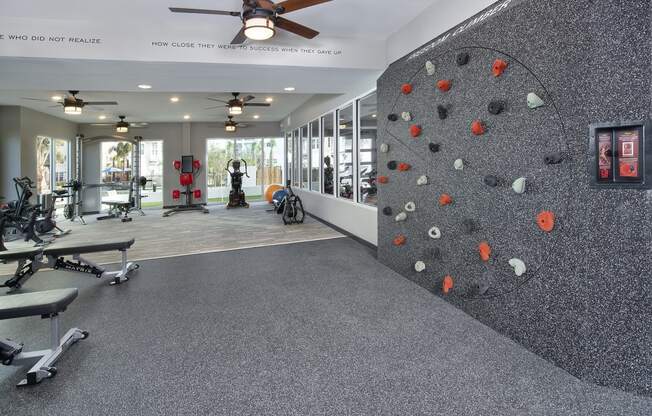 the estates at tanglewood|personal gym with rock wall