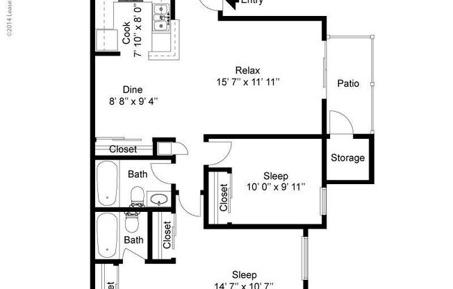 2 beds, 2 baths, 879 sqft, $2,625