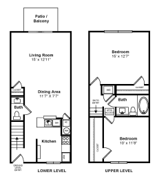 2 beds, 1.5 baths, 960 sqft, $2,800