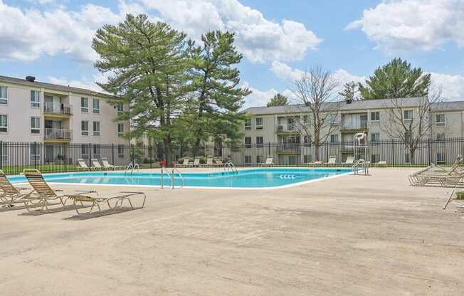 our apartments have a resort style pool with lounge chairs