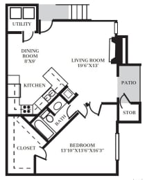 1 bed, 1 bath, 760 sqft, $965