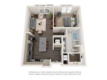 1 bed, 1 bath, 842 sqft, $1,846