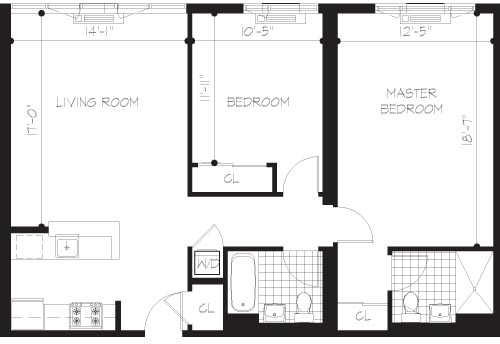 2 beds, 2 baths, 1,029 sqft, $7,445, Unit 507