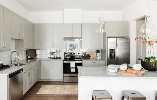 Fully Equipped Kitchen With Island at Villas of Leander Hills, Leander, TX 78641