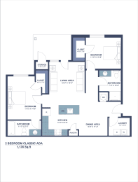 2 beds, 2 baths, 1,135 sqft, $1,324