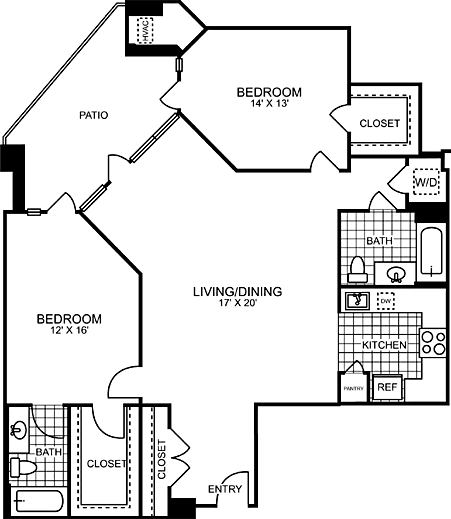 2 beds, 2 baths, 1,259 sqft, $5,082, Unit 1-534