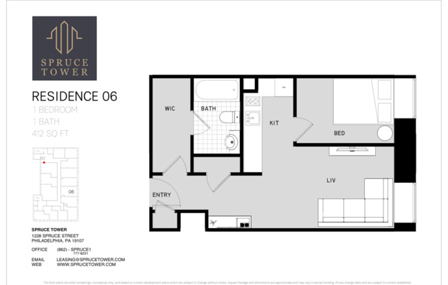 1 bed, 1 bath, 412 sqft, $1,416, Unit 806