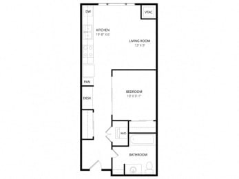 1 bed, 1 bath, 536 sqft, $1,400