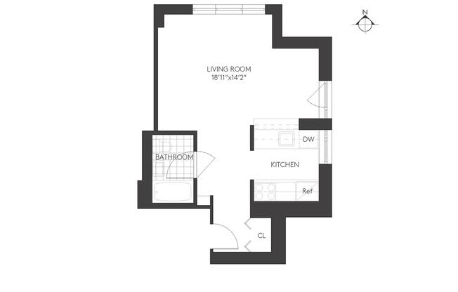 Studio, 1 bath, 505 sqft, $3,175, Unit 3BB