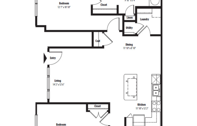 2 beds, 2 baths, 1,088 sqft, $1,781