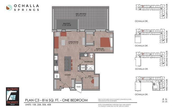 1 bed, 1 bath, 816 sqft, $1,755, Unit 308