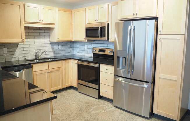 fully renovated kitchens at the historic minnesota building live/work flats