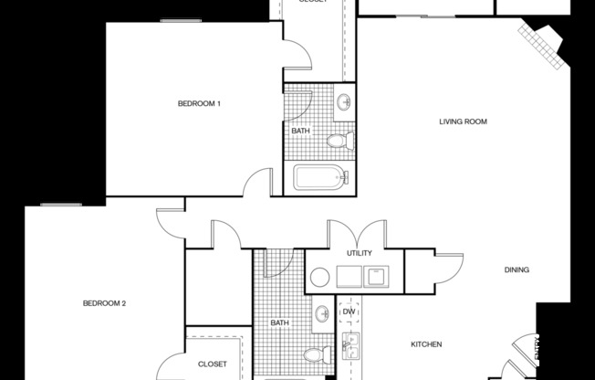 2 beds, 2 baths, 1,200 sqft, $1,269