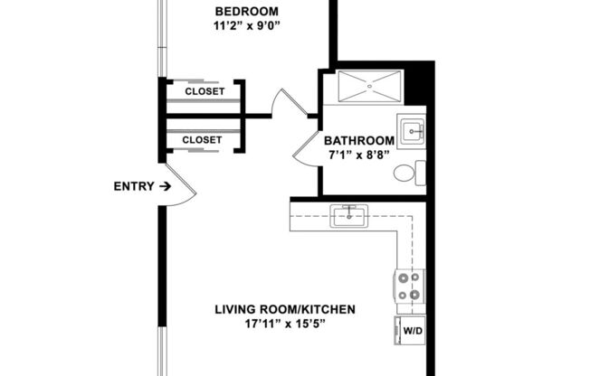 1 bed, 1 bath, 530 sqft, $2,275