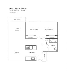 2 beds, 1 bath, 832 sqft, $1,329