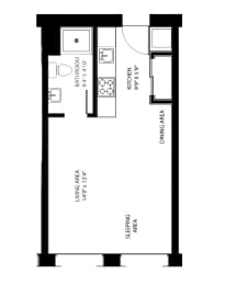 Studio, 1 bath, 327 sqft, $1,275