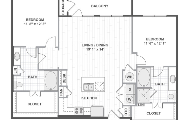 2 beds, 2 baths, 1,270 sqft, $1,875