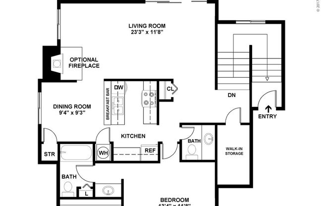 1 bed, 1.5 baths, 1,117 sqft, $1,234
